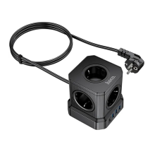 Мережевий фільтр HOCO NS8 на 5 розеток + 3 USB + USB-C, 20W, кабель 1.1м, 220В, Black, Box