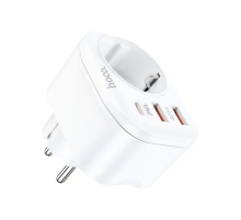 Мережевий фільтр HOCO NS3 на 1 розетка + 2 USB + USB-C, 20W, 220В, White