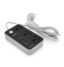 Мережевий фільтр LDNIO SC3412, 3 Розетки + 4 USB, 2 м, перетин 3х0,75мм, Black, Box