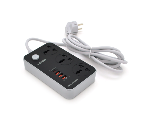 Мережевий фільтр LDNIO SC3412, 3 Розетки + 4 USB, 2 м, перетин 3х0,75мм, Black, Box Мережевий фільтр LDNIO SC3412, 3 Розетки + 4 USB, 2 м, перетин 3х0,75мм, Black, Box