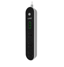 Мережевий фільтр LDNIO SC3301, 3 Розетки + 3 USB, 1.6 м, перетин 3х0,75мм, Black, Box