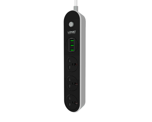 Мережевий фільтр LDNIO SC3301, 3 Розетки + 3 USB, 1.6 м, перетин 3х0,75мм, Black, Box Мережевий фільтр LDNIO SC3301, 3 Розетки + 3 USB, 1.6 м, перетин 3х0,75мм, Black, Box