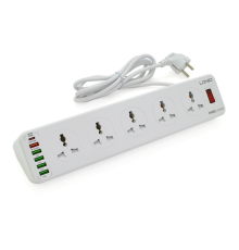 Мережевий фільтр LDNIO SC10610, 10 Розеток + 5 USB+Type-C, 2 м, перетин 3х0, 75мм, White, Box