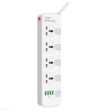 Мережевий фільтр LDNIO SC4408, 4 Розетки + 4 USB, 2 м, перетин 3х0,75мм, White, Box