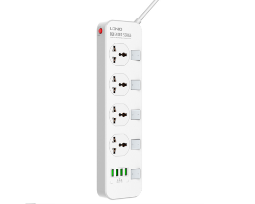 Мережевий фільтр LDNIO SC4408, 4 Розетки + 4 USB, 2 м, перетин 3х0,75мм, White, Box Мережевий фільтр LDNIO SC4408, 4 Розетки + 4 USB, 2 м, перетин 3х0,75мм, White, Box