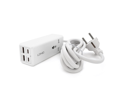Мережевий фільтр LDNIO SС1418, 1 Розетка + 2 USB +2 Type-C, 2 м, перетин 3х0, 75мм, White, Box Мережевий фільтр LDNIO SС1418, 1 Розетка + 2 USB +2 Type-C, 2 м, перетин 3х0, 75мм, White, Box
