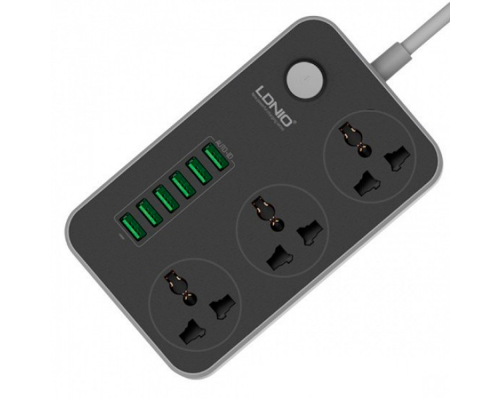Мережевий фільтр LDNIO SC3604, 3 Розетки + 6 USB, 2 м, перетин 3х0,75мм, Black, Box Мережевий фільтр LDNIO SC3604, 3 Розетки + 6 USB, 2 м, перетин 3х0,75мм, Black, Box