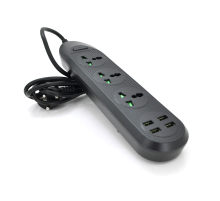 Мережевий фільтр ТВ-Т16mini, 3 розетки + 4 USB, 2 м, перетин 3х0,75мм, 3000W, Black, Box