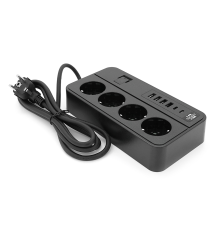 Мережевий фільтр G13, 3000W, 4 Socket + 4 USB 3,2 А + 2 Type-C, 2м, Black, Box