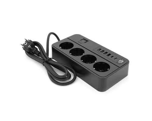 Мережевий фільтр G13, 3000W, 4 Socket + 4 USB 3,2 А + 2 Type-C, 2м, Black, Box Мережевий фільтр G13, 3000W, 4 Socket + 4 USB 3,2 А + 2 Type-C, 2м, Black, Box