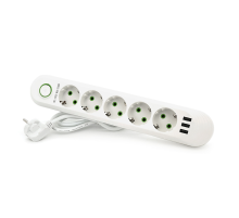 Мережевий фільтр F05U, 5 розеток EU + 3 USB, 1.5 м, перетин 3х0, 75мм, 2500W, White, Box Мережевий фільтр F05U, 5 розеток EU + 3 USB, 1.5 м, перетин 3х0, 75мм, 2500W, White, Box