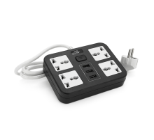 Мережевий фільтр ТВ-Т15, 4 розетки + 3 USB, 2 м, перетин 3х0, 75мм, 2500W, Black, Box
