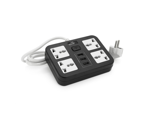 Мережевий фільтр ТВ-Т15, 4 розетки + 3 USB, 2 м, перетин 3х0, 75мм, 2500W, Black, Box Мережевий фільтр ТВ-Т15, 4 розетки + 3 USB, 2 м, перетин 3х0, 75мм, 2500W, Black, Box