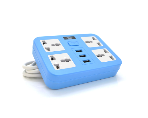 Мережевий фільтр ТВ-Т15, 4 розетки + 3 USB, з перемикачем, 2 м, перетин 3х0, 75мм, 2500W, Blue, Box Мережевий фільтр ТВ-Т15, 4 розетки + 3 USB, з перемикачем, 2 м, перетин 3х0, 75мм, 2500W, Blue, Box