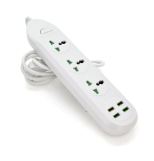 Мережевий фільтр ТВ-Т16, 3 розетки + 4 USB, 2 м, перетин 3х0,75мм, 3000W, White, Box