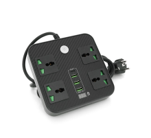 Мережевий фільтр ТВ-Т90, 4 розетки + 3 USB, 2 м, перетин 3х0, 75мм, 3000W, Black, Box