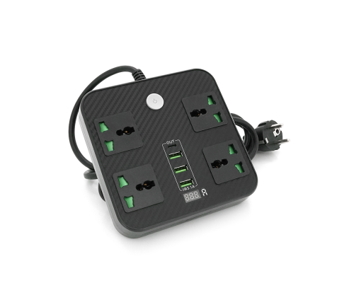 Мережевий фільтр ТВ-Т90, 4 розетки + 3 USB, 2 м, перетин 3х0, 75мм, 3000W, Black, Box Мережевий фільтр ТВ-Т90, 4 розетки + 3 USB, 2 м, перетин 3х0, 75мм, 3000W, Black, Box