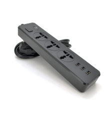 Мережевий фільтр ТВ-Т13, 3 розетки + 3 USB, 2 м, перетин 3х0,75мм, 2500W, Black, Box
