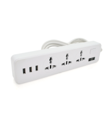 Мережевий фільтр ТВ-Т13, 3 розетки + 3 USB, 2 м, перетин 3х0,75мм, 2500W, White, Box