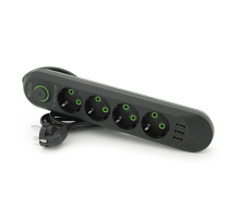 Мережевий фільтр F04U, 4 розетки EU + 3 USB, 1.5 м, перетин 3х0, 75мм, 2500W, Black, Box Мережевий фільтр F04U, 4 розетки EU + 3 USB, 1.5 м, перетин 3х0, 75мм, 2500W, Black, Box