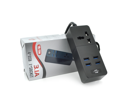 Мережевий фільтр ТВ-Т06, 1 розетка + 4 USB, 2 м, перетин 3х0,75мм, 2500W, Black, Box Мережевий фільтр ТВ-Т06, 1 розетка + 4 USB, 2 м, перетин 3х0,75мм, 2500W, Black, Box