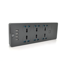 Мережевий фільтр ТВ-Т12, 6 розеток + 4 USB, 2 м, перетин 3х0,75мм, 3000W, Black, Box