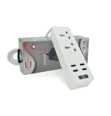 Мережевий фільтр ТВ-Т07, 2 розетки + 4 USB, 2 м, перетин 3х0,75мм, 2500W, White, Box