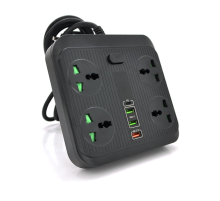 Мережевий фільтр TB-Т18, 4 розетки + 2 USB + PD, 2 м, перетин 3х0,75мм, 3000W, Black, Box