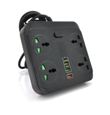 Мережевий фільтр TB-Т18, 4 розетки + 2 USB + PD, 2 м, перетин 3х0,75мм, 3000W, Black, Box