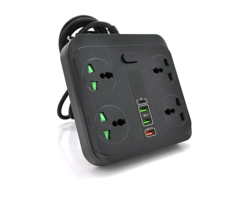Мережевий фільтр TB-Т18, 4 розетки + 2 USB + PD, 2 м, перетин 3х0,75мм, 3000W, Black, Box Мережевий фільтр TB-Т18, 4 розетки + 2 USB + PD, 2 м, перетин 3х0,75мм, 3000W, Black, Box