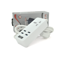 Мережевий фільтр ТВ-Т06, 1 розетка + 4 USB, 2 м, перетин 3х0,75мм, 2500W, White, Box