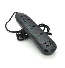 Мережевий фільтр ТВ-Т16, 3 розетки + 4 USB, 2 м, перетин 3х0,75мм, 3000W, Black, Box