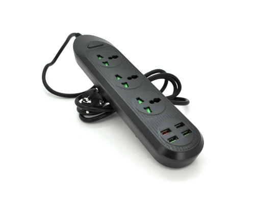 Мережевий фільтр ТВ-Т16, 3 розетки + 4 USB, 2 м, перетин 3х0,75мм, 3000W, Black, Box Мережевий фільтр ТВ-Т16, 3 розетки + 4 USB, 2 м, перетин 3х0,75мм, 3000W, Black, Box