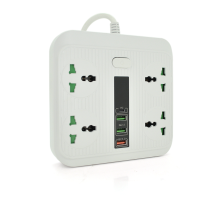Мережевий фільтр TB-Т18, 4 розетки + 2 USB + PD, 2 м, перетин 3х0,75мм, 3000W, White, Box