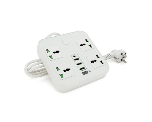 Мережевий фільтр ТВ-Т90, 4 розетки + 3 USB, 2 м, перетин 3х0, 75мм, 3000W, White, Box Мережевий фільтр ТВ-Т90, 4 розетки + 3 USB, 2 м, перетин 3х0, 75мм, 3000W, White, Box