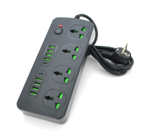 Мережевий фільтр Т25, 4 розетки + 8 USB + 2 PD, 2 м, перетин 3х0, 75мм, 3000W, Black, Box