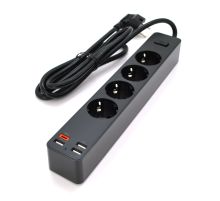 Мережевий фільтр KSC-717 Zhengya series на 4 розетки + 4 USB виходи 4000W, 1.8m, Black