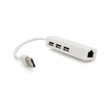 Контролер USB 2.0 до Ethernet VEGGIEG - Сетевой адаптер 100 / 1000Mbps з проводом RTL-8152B + FE2.2S + 3 порта USB2.0, White, Metal, Blister-Box