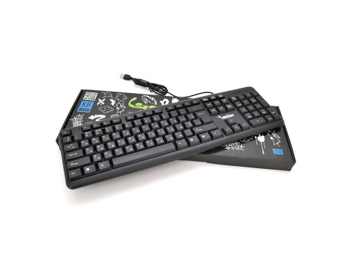 Клавіатура USB Merlion KB-Zero, довжина кабелю 135см, (Eng/Укр/Рус), (460х158х33 мм) Black, 104к, Q20