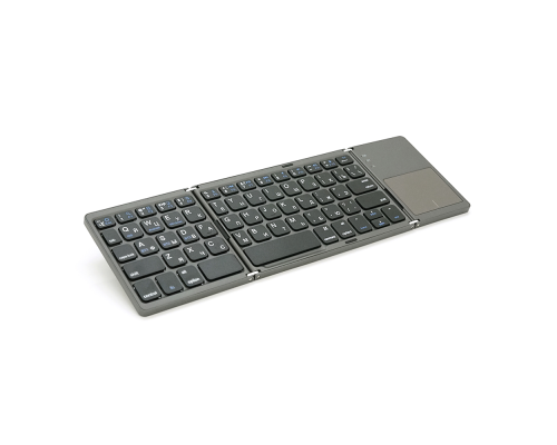 Клавіатура бездротова B033, розкладна, 64 клавіші, Touchpad, (Eng/Pyc), 2.4G, Gray, 300x98mm, Box