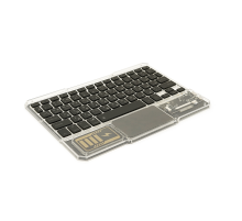 Клавіатура бездротова YT-K333, розкладна, 78 клавіш, Touchpad, (Eng/Pyc), 2.4G, вбудований акумулятор, 245x165mm, Black/Transparent, Box
