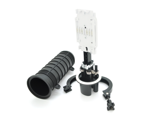 Муфта оптична Merlion ML-OP-F105H-48C, герметична, 4 введення, до 2-х касет, до 48 зварок, матеріал PP