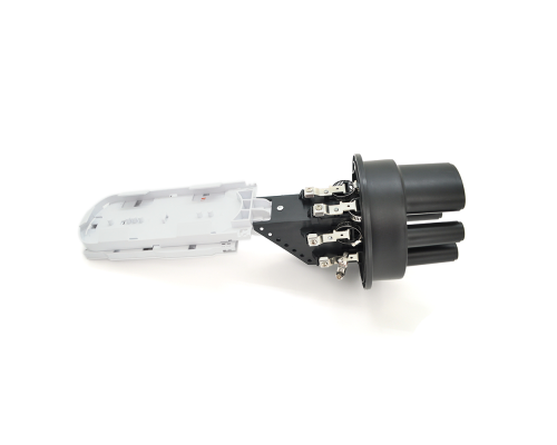 Муфта оптична Merlion ML-OP-F108H-24C, герметична, 3 введення, до 2-х касет, до 24 зварок, матеріал PP