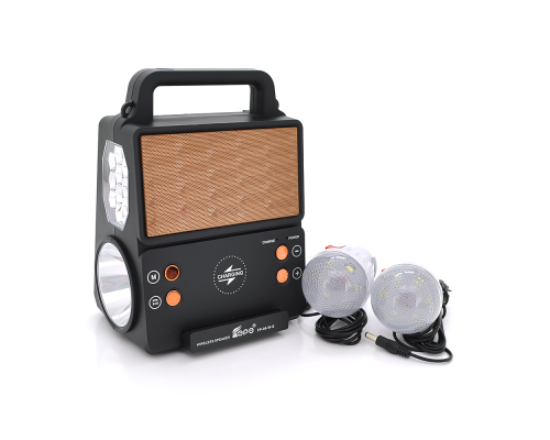 Ліхтар переносний KENSA FP-05-W-S-L+Solar+FM+MP3+Bluetooth+AUX, 2 лампи дод. освітлення, 2 режими, заряд від 5V, батарея 2*18650, Box
