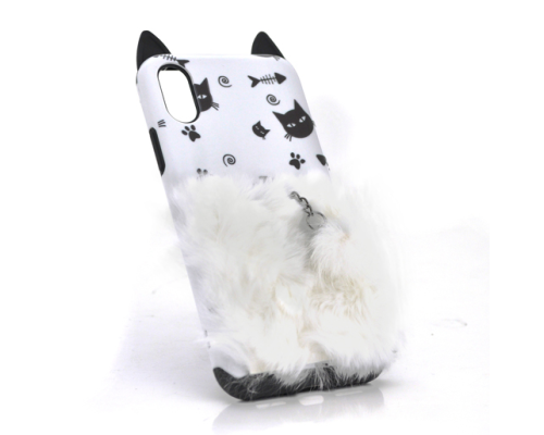 Накладка Кот пушистый хвост (смарт кольцо) iPhone X
