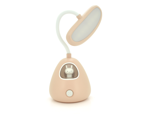 Гнучка настільна лампа-нічник RABBIT LD-3053, 3 режими, 4,2V 300mAh. microUSB, 3 години роботи, 25см, 200гр, Pink, Box
