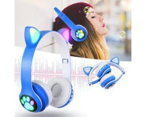Бездротові дитячі Bluetooth-навушники з котячими вушками та кольоровою підсвіткою Cat VZV-23M Блакитний Бездротові дитячі Bluetooth-навушники з котячими вушками та кольоровою підсвіткою Cat VZV-23M Блакитний