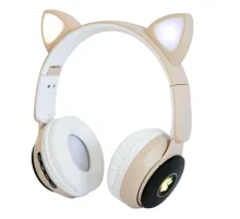 Дитячі навушники бездротові "Wireless earphone ST77M" Бежеві, навушники з вушками Бежевий