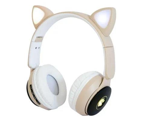 Дитячі навушники бездротові "Wireless earphone ST77M" Бежеві, навушники з вушками Бежевий