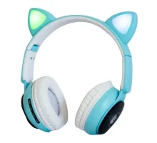Беспроводные наушники "Кошачьи ушки" CatEar ST77M с подсветкой RGB Bluetooth MP3 плеер Blue